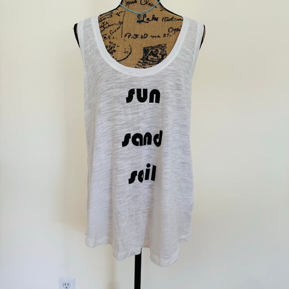 Banana Republic Womens Sun Sand Sail White Cotton Racerback Tank Top Large NEW - Picture 2 of 11